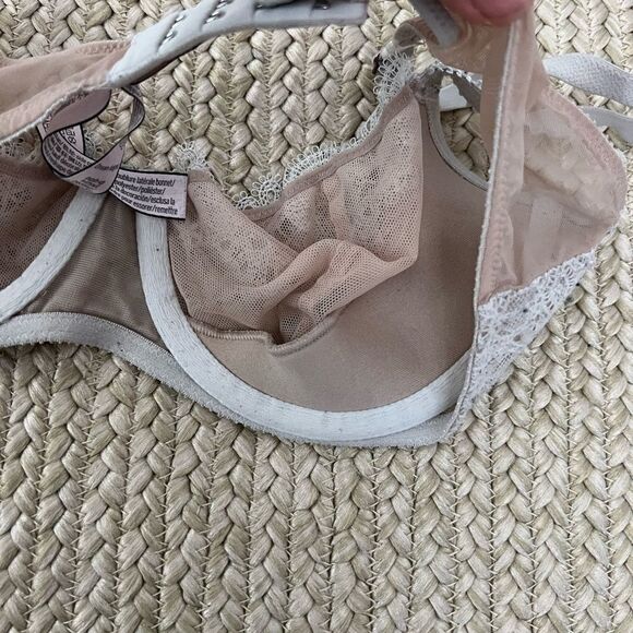 Victoria’s Secret mesh bra lace womens size 34C nude white - Picture 2 of 5